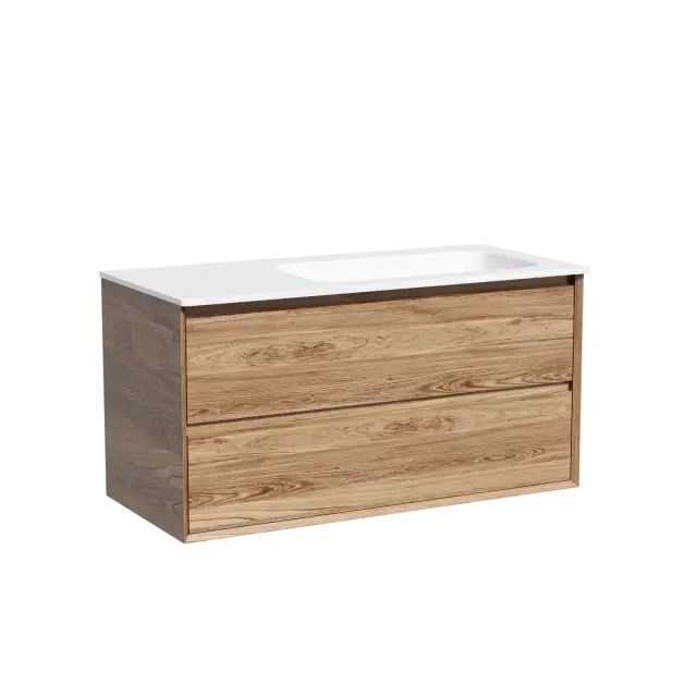 Тумба подвесная SANCOS Marmi 2.0 правая, 995х445х520, c двумя ящиками оснащенными доводчиками скрытого монтажа, цвет дуб чарльстон, арт.MR2.0100RECH