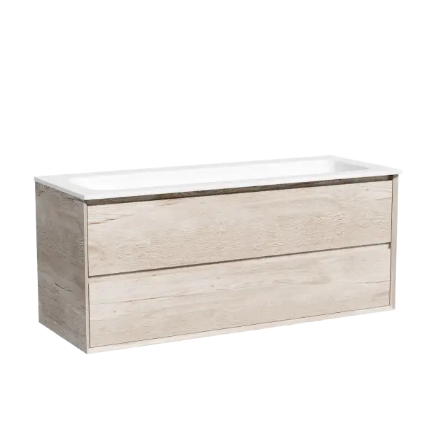 Тумба подвесная SANCOS Marmi 2.0 1195х445х520 c двумя ящиками оснащенными доводчиками скрытого монтажа, цвет дуб галифакс натуральный, арт. MR2.0120EG