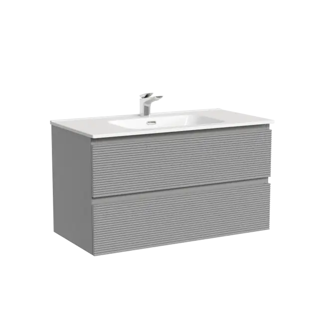 Тумба подвесная SANCOS Folk 890х445х500, c двумя ящиками оснащенными доводчиками, Ergraut soft, арт.FL90ES