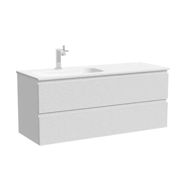 Тумба подвесная SANCOS Folk  левая 1195х445х500, c двумя ящиками оснащенными доводчиками, Bianco, арт.FL120LW