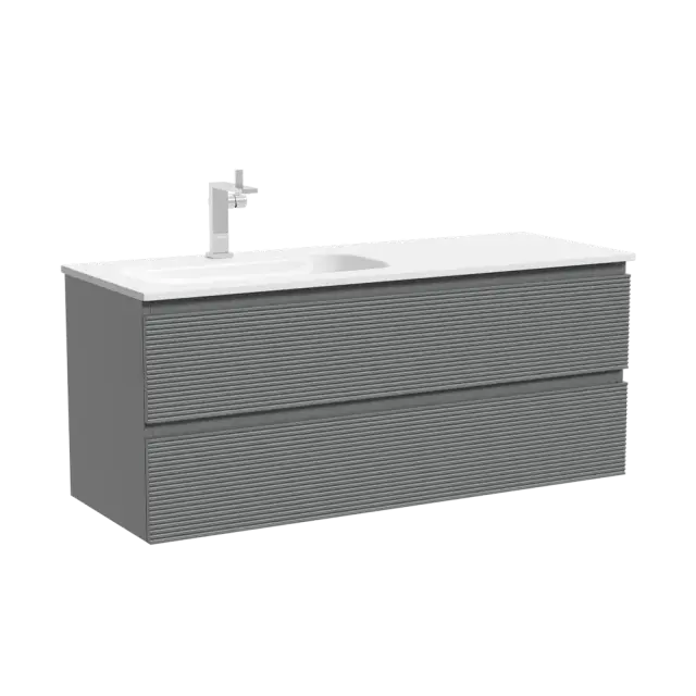 Тумба подвесная SANCOS Folk  левая 1195х445х500, c двумя ящиками оснащенными доводчиками, Ergraut soft, арт.FL120LES