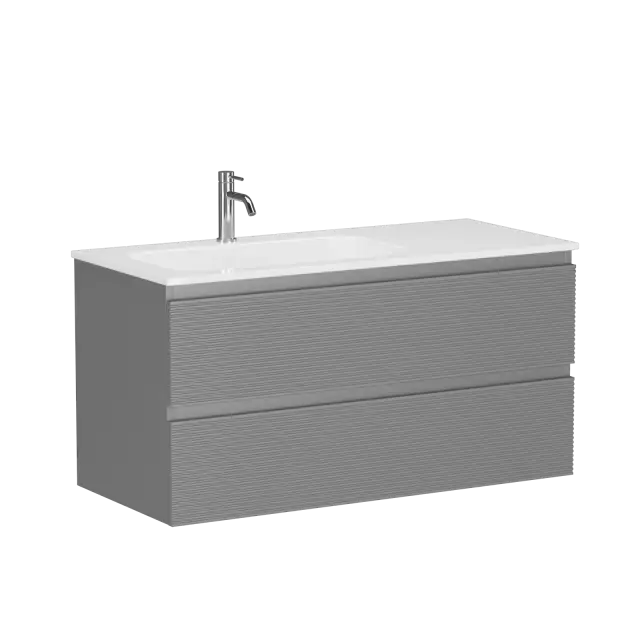 Тумба подвесная SANCOS Folk левая 995х445х500, c двумя ящиками оснащенными доводчиками, Ergraut soft, арт.FL100LES