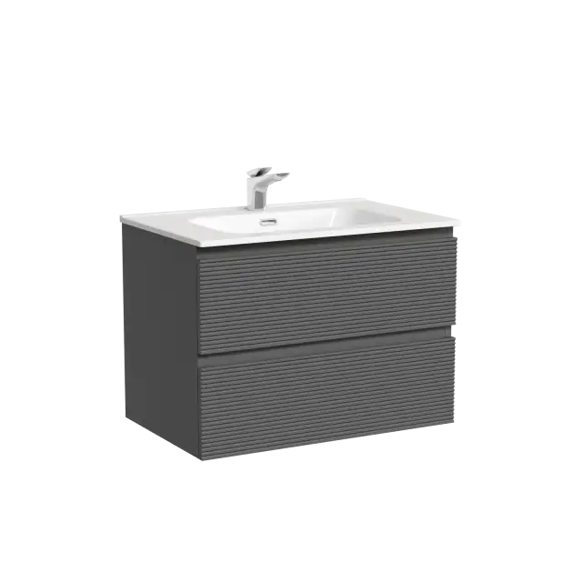 Тумба подвесная SANCOS Folk 690х445х500, c двумя ящиками оснащенными доводчиками, Grey soft, арт.FL70GS