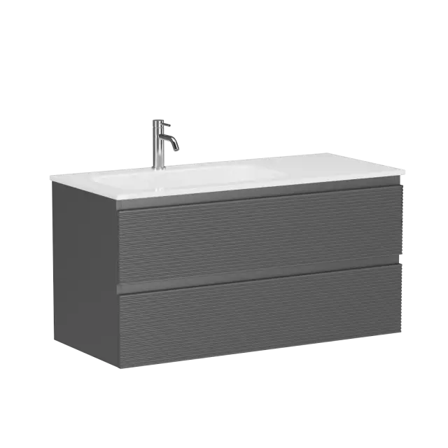 Тумба подвесная SANCOS Folk левая 995х445х500, c двумя ящиками оснащенными доводчиками, Grey soft, арт.FL100LGS