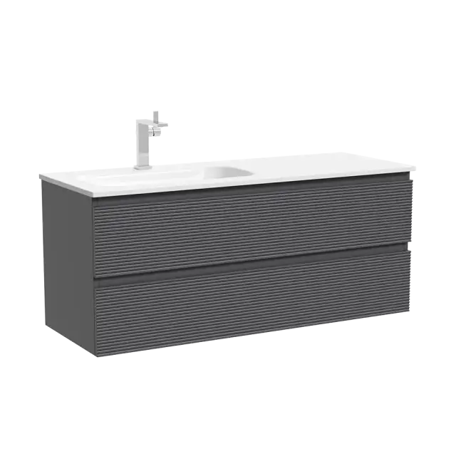 Тумба подвесная SANCOS Folk  левая 1195х445х500, c двумя ящиками оснащенными доводчиками, Grey soft, арт.FL120LGS