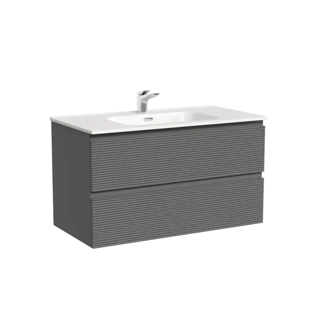 Тумба подвесная SANCOS Folk 890х445х500, c двумя ящиками оснащенными доводчиками, Grey soft, арт.FL90GS