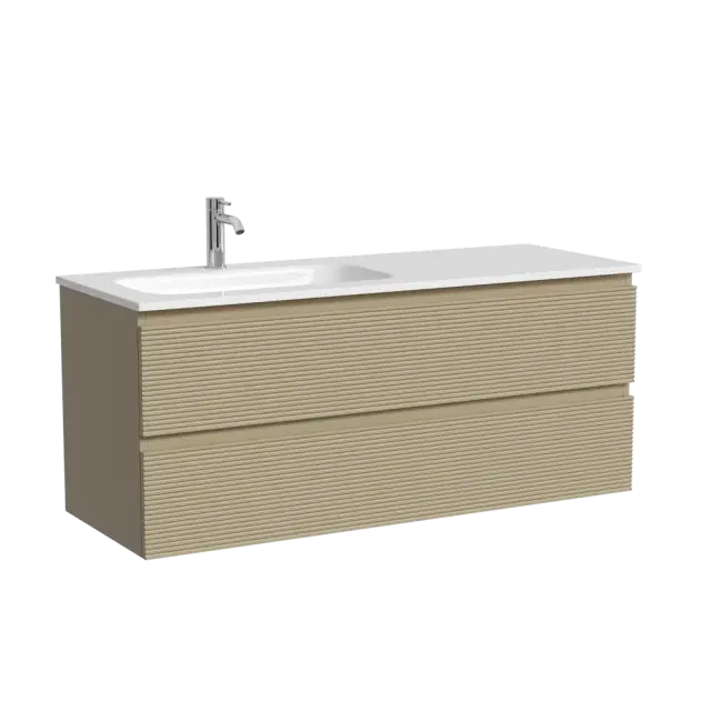 Тумба подвесная SANCOS Folk левая 1190х445х500, c двумя ящиками оснащенными доводчиками, Капучино, арт.FL120LCP