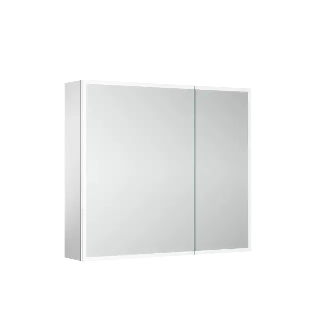 Зеркальный шкаф для ванной комнаты из алюминия SANCOS Evoke 800x700х136 мм с LED подсветкой арт. SC8080