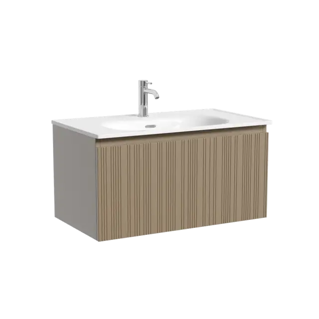 Тумба подвесная SANCOS Code 785х453х400, c одним  ящиком оснащенным доводчиками, цвет серо- бежевый, арт. CD80GB