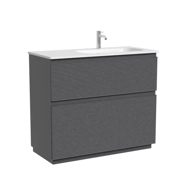 Тумба напольная SANCOS Folk Floor правая 995х445х850, c двумя ящиками оснащенными доводчиками, Grey soft, арт.FL100FRGS