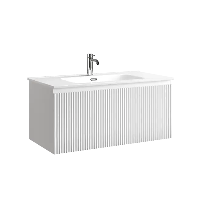 Тумба подвесная SANCOS Snob R 1.0 890х445х406, c одним ящиком оснащенным доводчиками, Bianco , арт.SNR1.090W