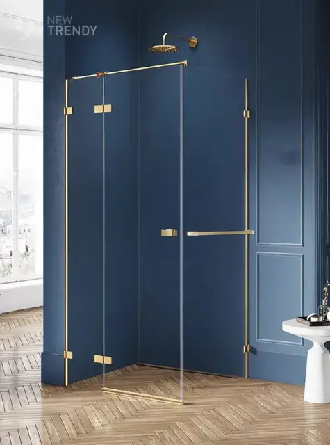Душевое ограждение NEW TRENDY AVEXA GOLD BRUSHED L 80x90x200 EXK-3012 (брашированное золото)