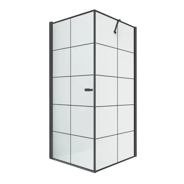 Душевое ограждение NEW TRENDY NEW SOLEO BLACK L 90x90x195 D-0285A/D-0120B (черный)