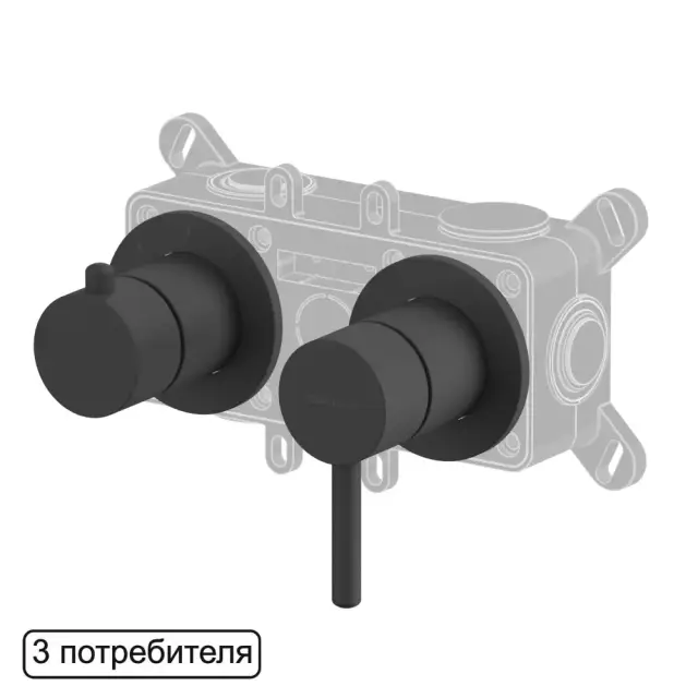 Смеситель скрытого монтажа на 3 потребителя WHITECROSS Y Y1243BL (черный мат)
