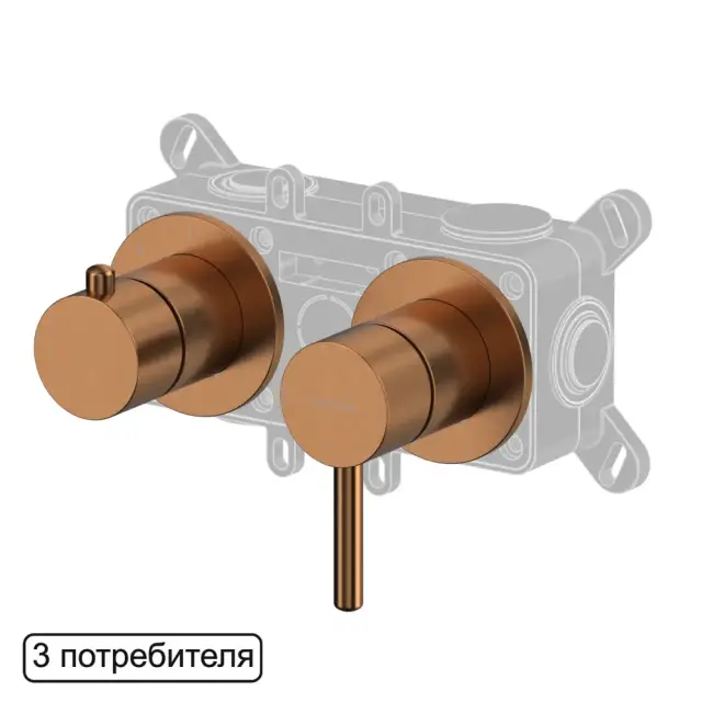 Смеситель скрытого монтажа на 3 потребителя WHITECROSS Y Y1243CPB (брашированная медь)