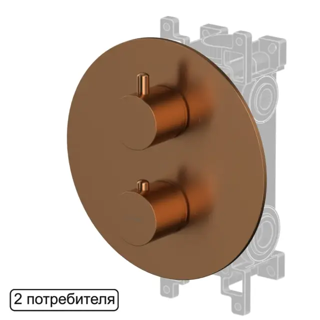 Смеситель термостат скрытого монтажа на 2 потребителя WHITECROSS Y Y1236CPB (брашированная медь)