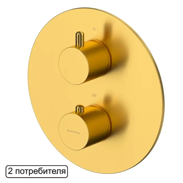Смеситель термостат скрытого монтажа на 2 потребителя WHITECROSS Y Y1236GLB (брашированное золото)