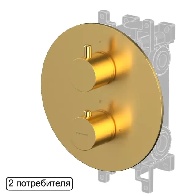 Смеситель термостат скрытого монтажа на 2 потребителя WHITECROSS Y Y1236GLB (брашированное золото)
