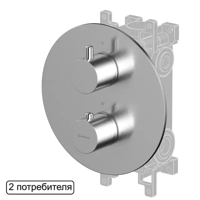 Смеситель термостат скрытого монтажа на 2 потребителя WHITECROSS Y Y1236NIB (брашированный никель)