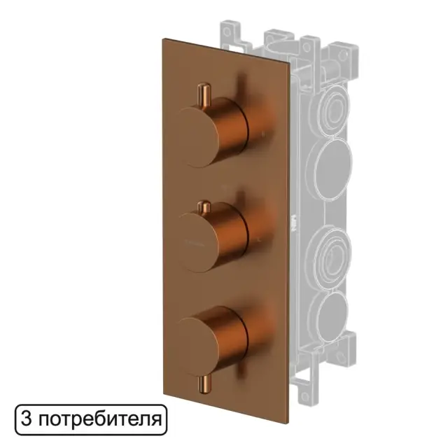 Смеситель термостат скрытого монтажа на 3 потребителя WHITECROSS Y Y1238CPB (брашированная медь)