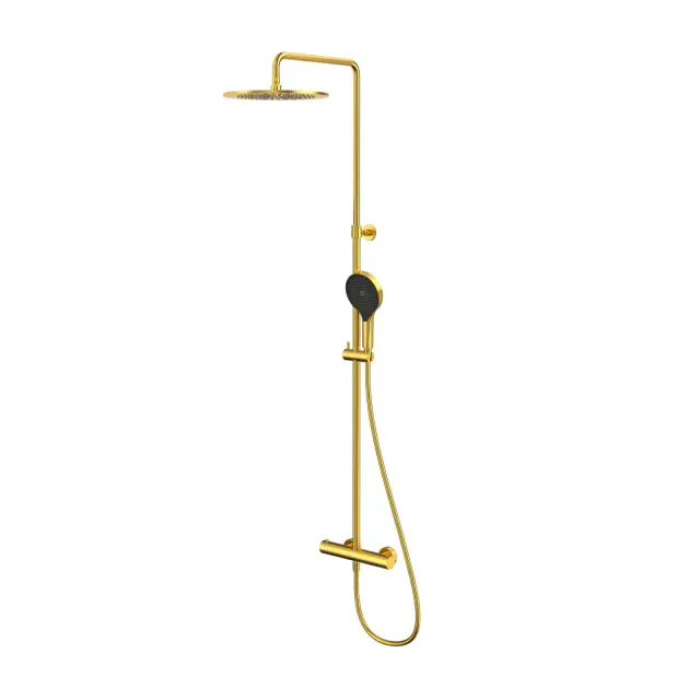 Термостатическая душевая система наружного монтажа WHITECROSS Y Y1254TOPGLB (брашированное золото)