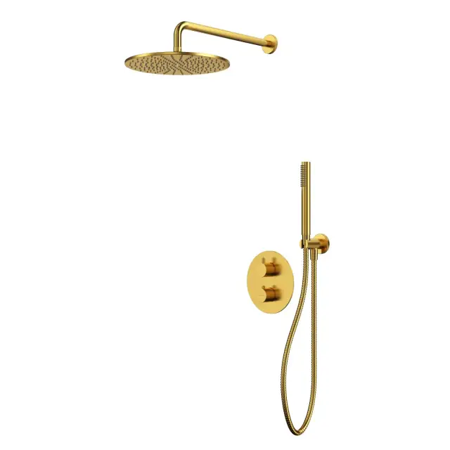 Термостатическая душевая система скрытого монтажа WHITECROSS Y YSET08GLB (брашированное золото)