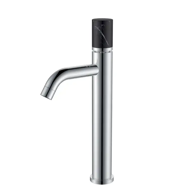 Boheme Stick Смеситель для раковины высокий, без д/к, высота излива 20,6 см, цвет: chrome/black 122-CR-MR-B