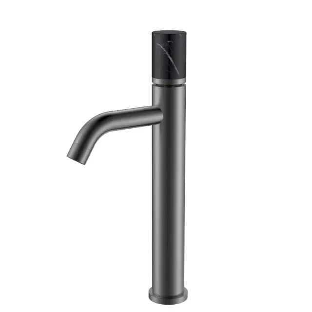 Boheme Stick Смеситель для раковины высокий, без д/к, излив 13,5 см, цвет: gun metall/mramor black 122-GM-MR-B