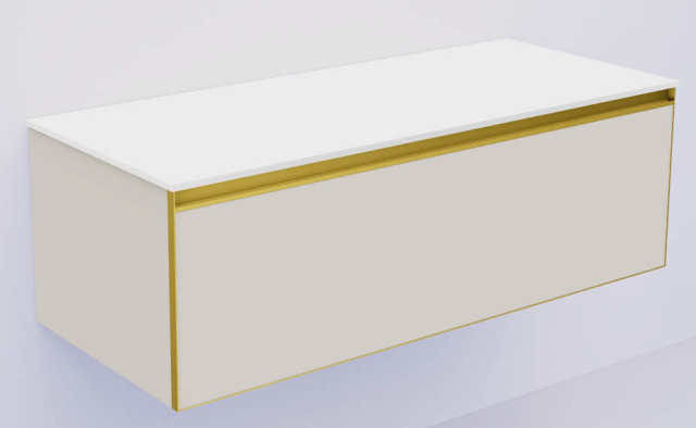 QUATRO 1 120CM тумба CASHMERE профиль MATT GOLD + внутр. подсв.