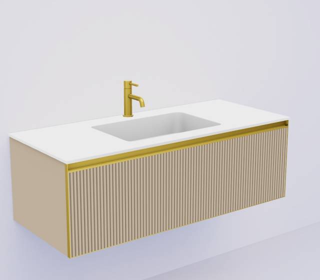 QUATRO 1 120CM тумба рифл DAPHNE профиль MATT GOLD + внутр. подсв.