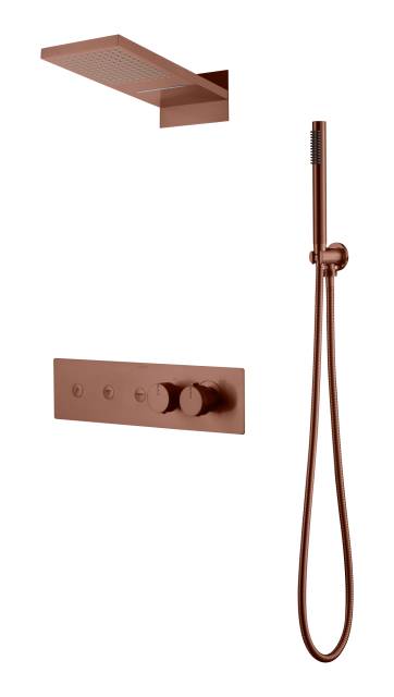 Встроенная душевая система FUSION с термостатом, трехпозиционная BRUSHED BRONZE