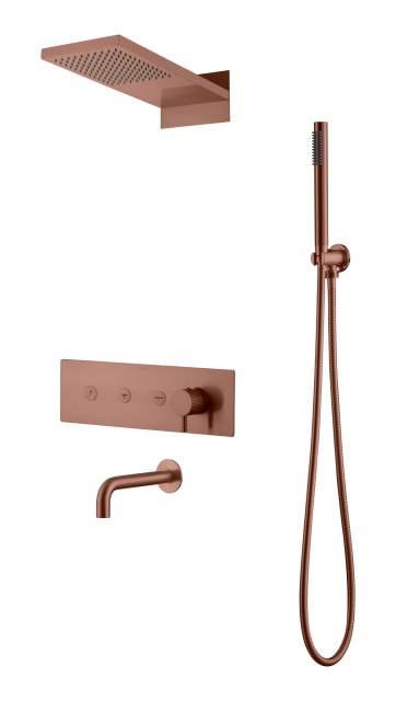 Встроенная душевая система FUSION, трехпозиционная Brushed Bronze с изливом