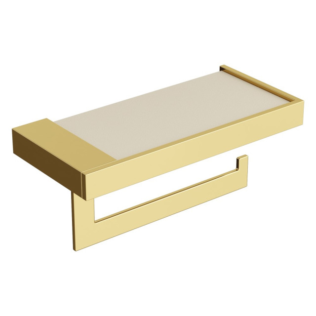Держатель для туалетной бумаги c крышкой Qubic Gold