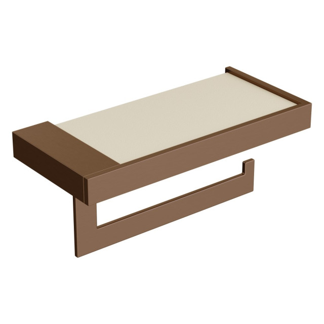 Держатель для туалетной бумаги c крышкой Qubic Brushed Bronze