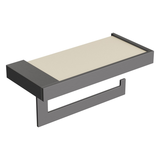 Держатель для туалетной бумаги c крышкой Qubic Gun Metal