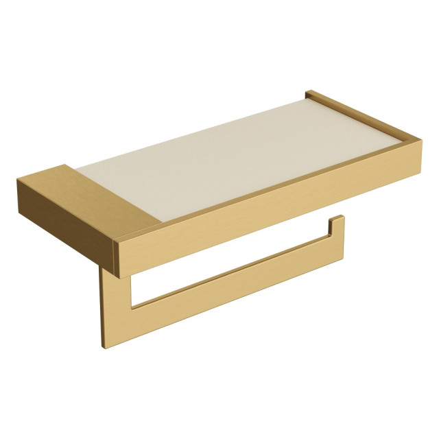 Держатель для туалетной бумаги c крышкой Qubic Matt Gold