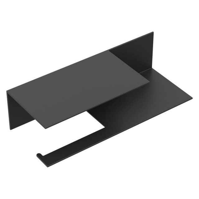 Держатель для туалетной бумаги c полкой Qubic Black
