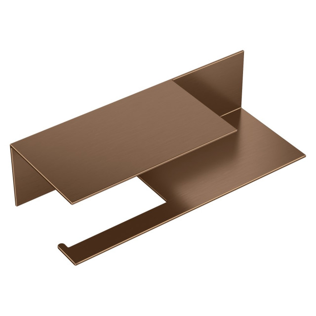 Держатель для туалетной бумаги c полкой Qubic Brushed Bronze