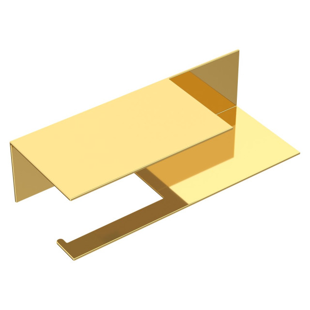 Держатель для туалетной бумаги c полкой Qubic Gold