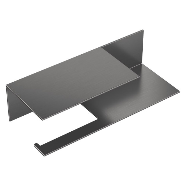 Держатель для туалетной бумаги c полкой Qubic Gun Metal