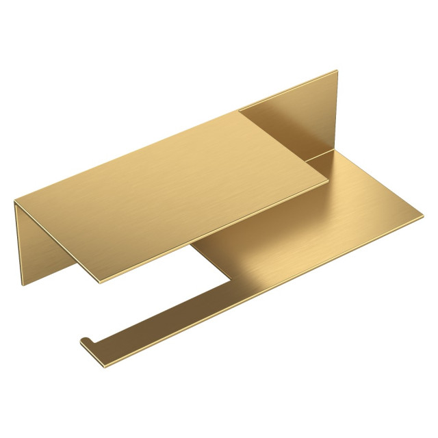 Держатель для туалетной бумаги c полкой Qubic Matt Gold