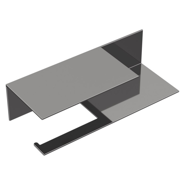 Держатель для туалетной бумаги c полкой Qubic Shine Gun Metal
