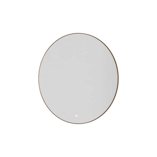 Зеркало круглое c мет. рамой, подсветка, сенсор, антизапотевание, 80см BRUSHED BRONZE
