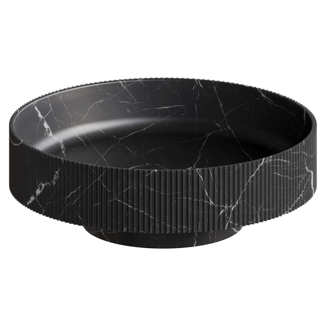 Раковина накладная рифленая SOLE Corian 400*130 Nero Marquina