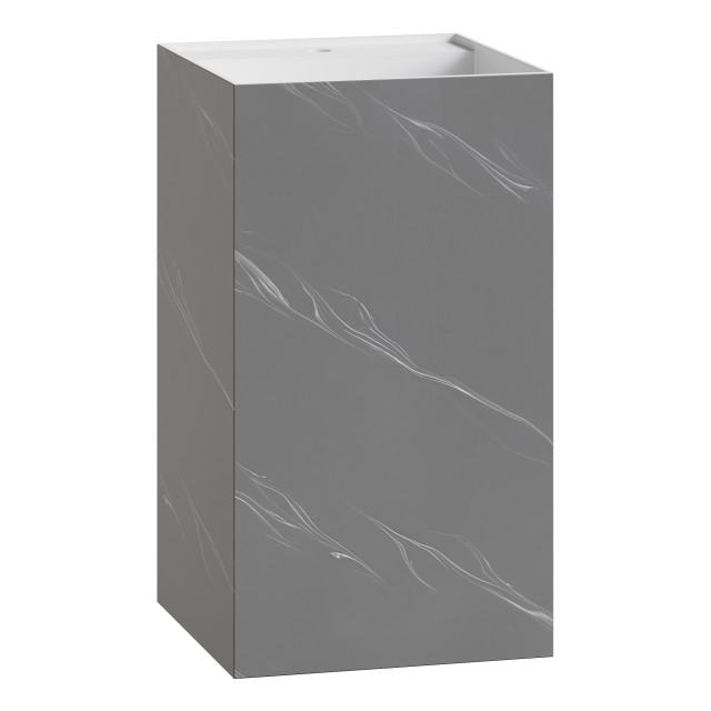 Раковина напольная Cube Corian 480*480*850 Grey base+white veins