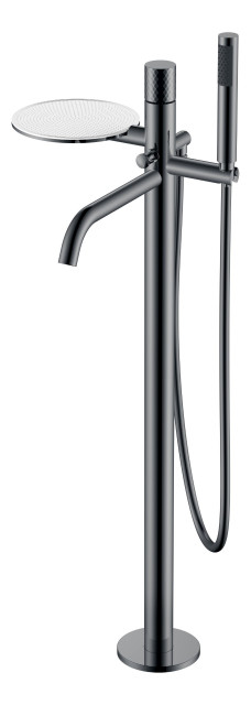 Смеситель STICK напольный Shine Gun Metal с ручкой DIMOND