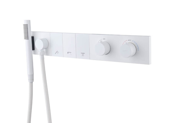 Смеситель ZODIAC THERMO с ручным душем MATT WHITE