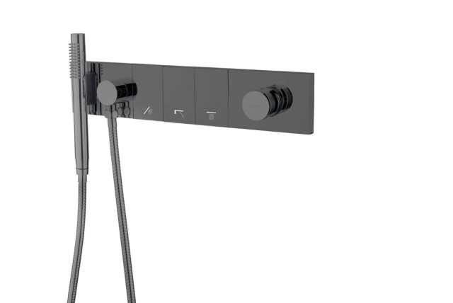 Смеситель ZODIAC с ручным душем SHINE GUN METAL