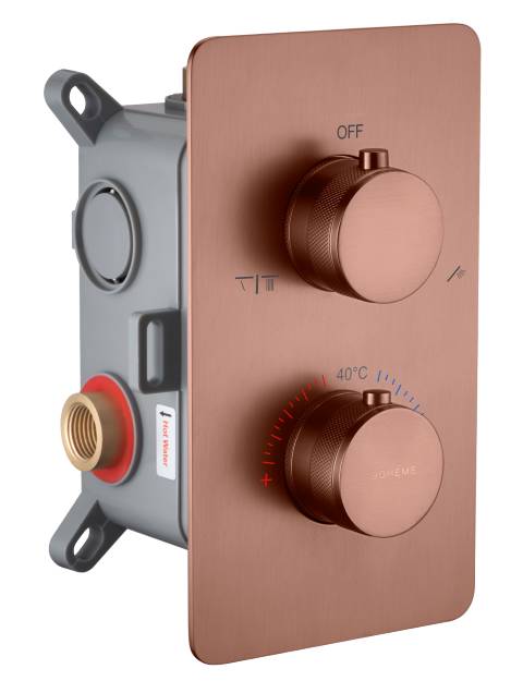 Смеситель встроенный с термостатом 2-х проходной CELL BRUSHED BRONZE