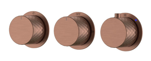 Смеситель встроенный с термостатом STICK DIAMOND BRUSHED BRONZE 3-проходной